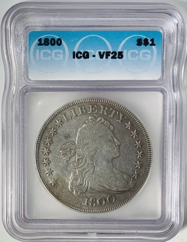 1800 Draped Bust Dollar ICG VF25 Beautiful Evenly Circulated BUST DOLLAR Cover