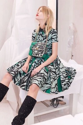VALENTINO GARAVANI Hermoso Vestido Corto de Lana Estampado de Tigre IT40 NUEVO CON ETIQUETAS Foto 1 de 4