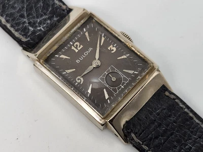 Raro MENS BULOVA mostrador cinza Douglas 21 joias relógio 10K GF mostrador subsegundo - Imagem 1 de 4