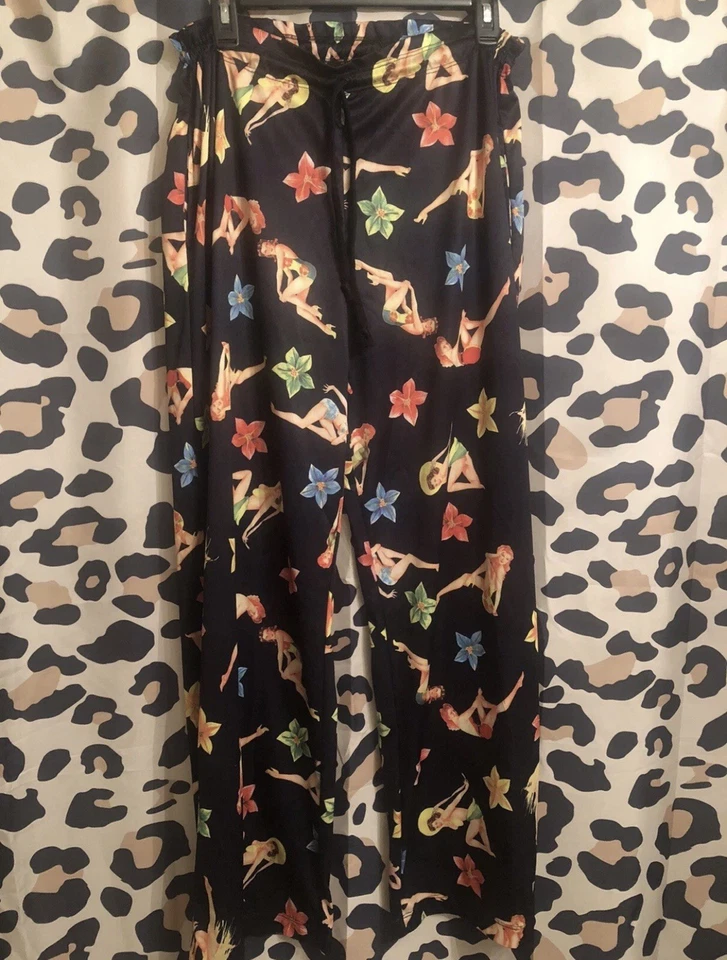 vintage '90s CARUSHKA drawstring PANTS - size M - Beach Girl tropical vacay Luau - Image 1 of 4