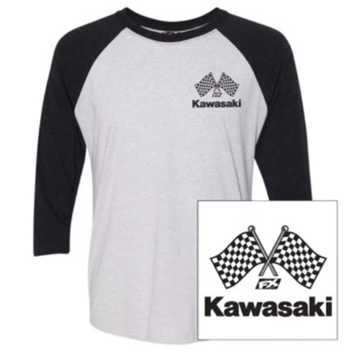 Kawasaki Finish Line Baseball Tee Shirt - White/Black - Medium 23-87122 Foto 1 de 4
