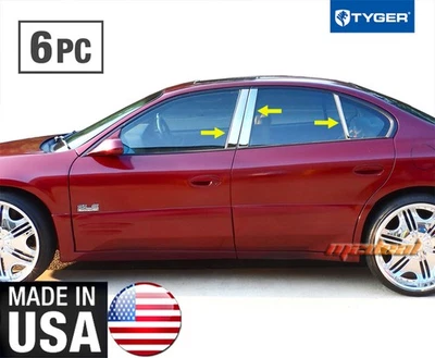 TYGER Fits 00-06 Pontiac Bonneville 6PC Stainless Steel Chrome Pillar Post Trim - Image 1 of 4