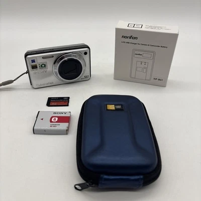 Sony Cyber-Shot DSC-W290 12.1MP Digital Camera w/ Case, SD Card & Charger Tested - Image 1 of 4