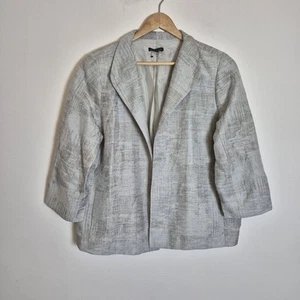 Eileen Fisher XL Grey Shimmer Linen Blend Evening Open Jacket Blazer Wedding - Picture 1 of 13