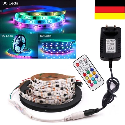 RGB WS2812B WS2811 IC Adressierbar 5V 12V LED Streifen Stripe 5050 Leiste Licht - Bild 1 von 4