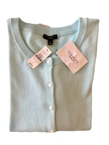 NWT Talbots Women's Small 3/4 Sleeve Robin’s Egg Blue Cardigan Sweater - Picture 1 of 7
