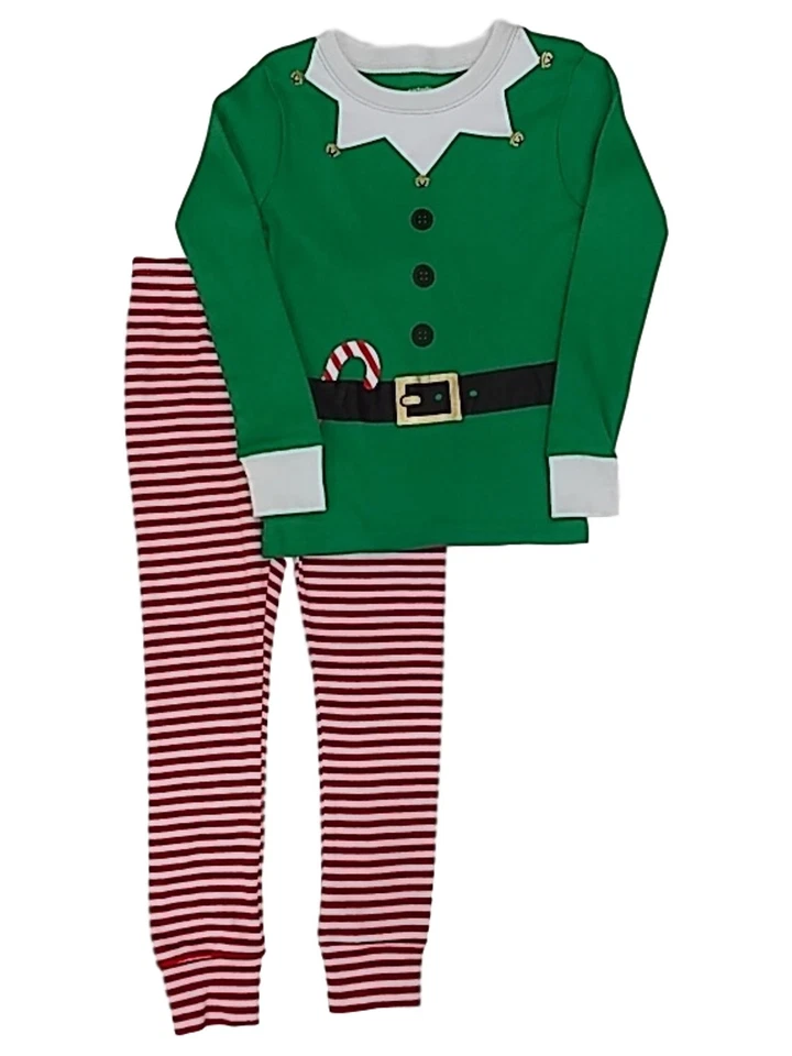 Carters Niños Pequeños Verde Bastón de Caramelo Elfo 2 Piezas Pijama Navidad Juego para Dormir 3T Foto 1 de 1