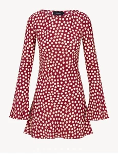 REALISATION PAR Brigitte Silk Mini Dress Plum Polka Size S Orig. $270 NWT - Picture 1 of 5