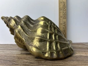 VINTAGE POSSIBLE FRITZ BRASS CONCH SHELL SEASHELL LARGE 8.5” - Picture 1 of 10