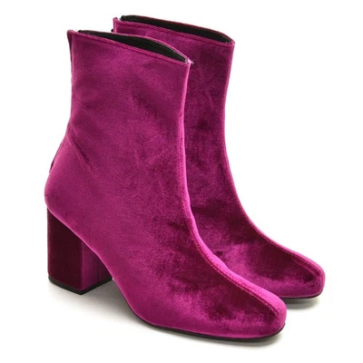 Womens Free People Cecile Heeled Zip Boots 40 / 9.5 Pink Velvet Bootie Shoes New - Image 1 of 4