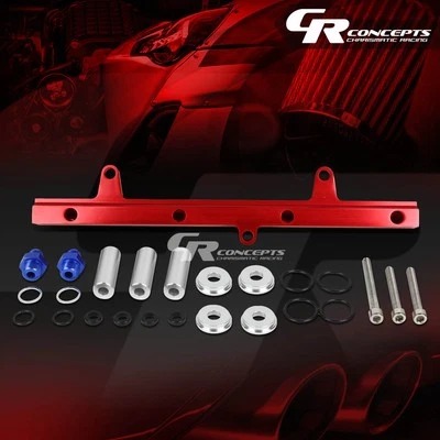 PARA 240SX S13 SR20DET ROJO BILLET ALUMINIO ALIMENTACIÓN SUPERIOR ALTO FLUJO RIEL INYECTOR COMBUSTIBLE Foto 1 de 4