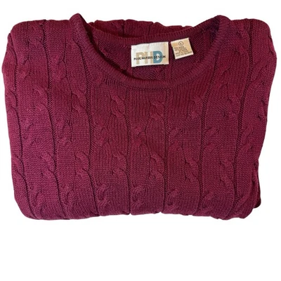 Suéter acanalado tejido con cable rojo borgoña grande diseño PHD Paul Harris para mujer LS Foto 1 de 4