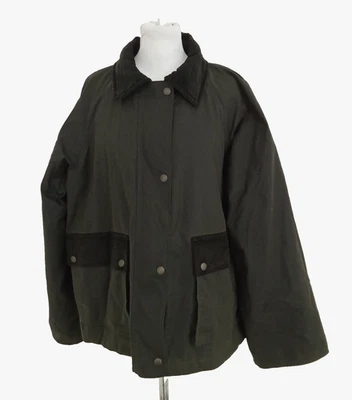 Chaqueta para mujer Per Una talla 18 oliva encerada manga L/cuello bolsillos popper nueva F1 Foto 1 de 4