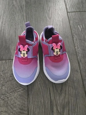 Nuevo Niño Niñas Minnie Mouse Rosa y Púrpura Zapatos Deportivos Sin Cordones Talla 11 Foto 1 de 2