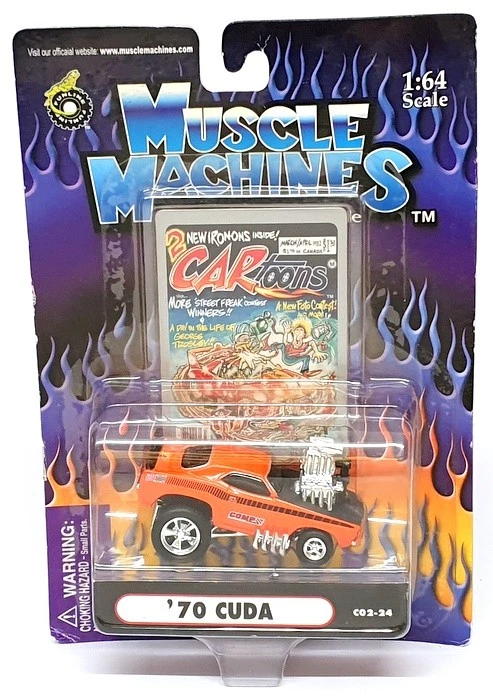 Muscle Machines 1/64 Scale 71171 C02-24 - 1970 Plymouth Cuda - Orange - Image 1 of 4