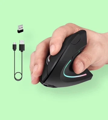 Ergonomic Mouse Optical Vertical Mice 6 Keys USB Wireless 2.4GHz 1600DPI For PC - Image 1 of 4