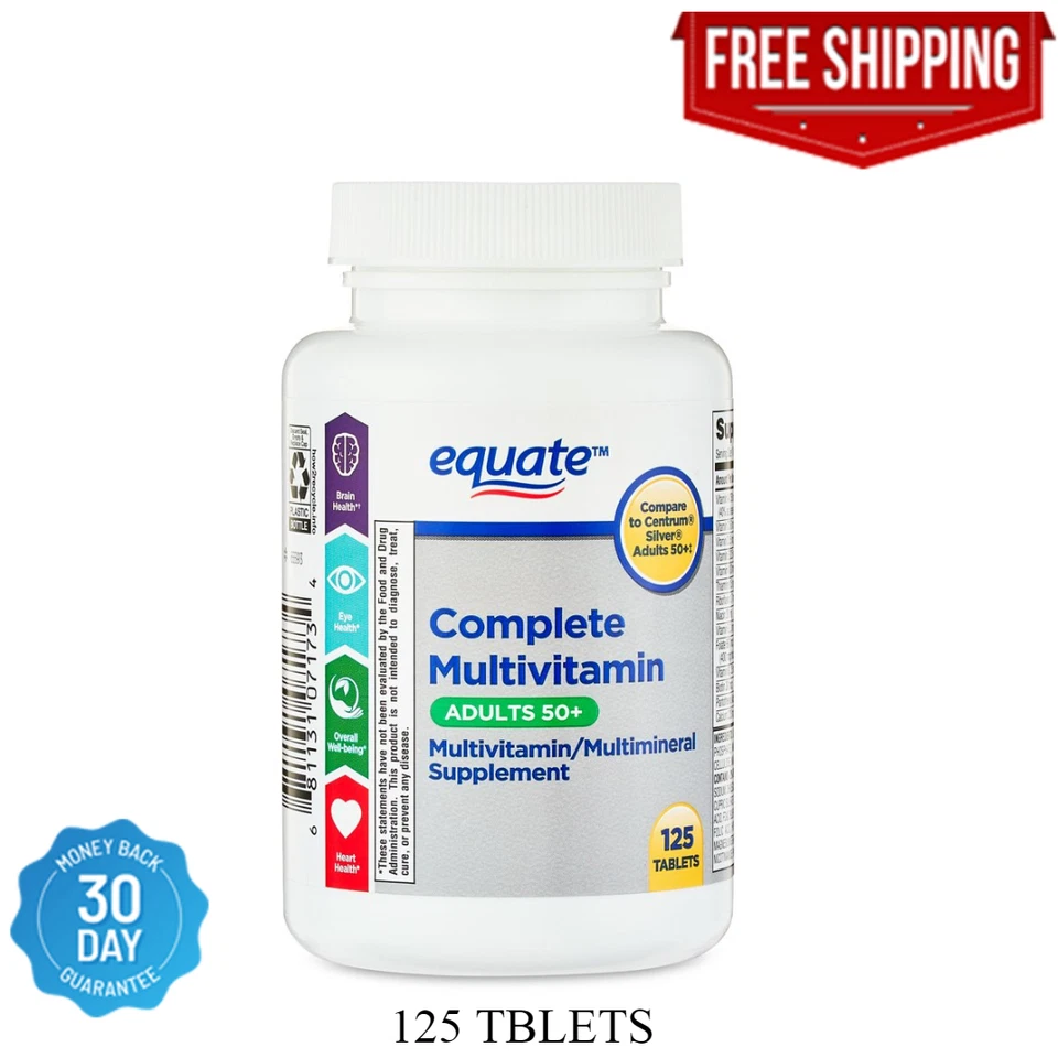 Equate Complete Multivitamin/Multimineral Supplement Tablets Adults 50 125 CT 
