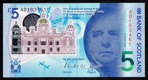 SCOTLAND -  5 POUNDS 25.3.2016 UNC P 130 - Picture 1 of 2
