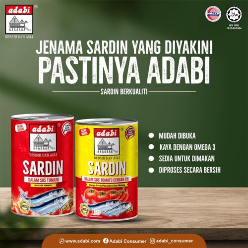 ADABI Sardin Dalam Sos Tomato 155g NEW Halal from Malaysia
