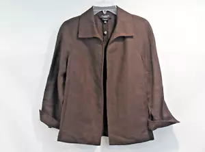 Talbots Blazer Irish Linen Open Jacket Womens size M Brown Collared Long Sleeve - Picture 1 of 7