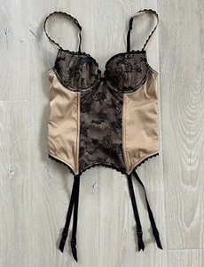 Victoria's Secret Very Sexy Mesh Black Lace Boned Bustier Corset 34B Adjustable - Picture 1 of 10