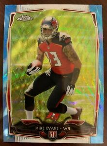 2014 Topps Chrome Mike Evans Blue Wave Refractor #185