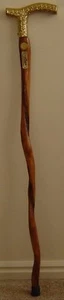 CANE ~ WALKING STICK FROM BULL SEX ORGAN FANCY BRASS HANDLE 22 - Picture 1 of 7