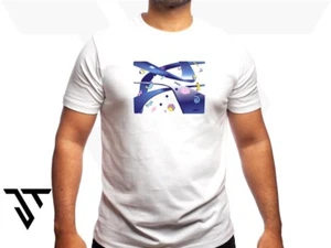 White Mens Large T-shirt - Graphic art / Moody Blue / Ultra Premium cotton - Picture 1 of 4