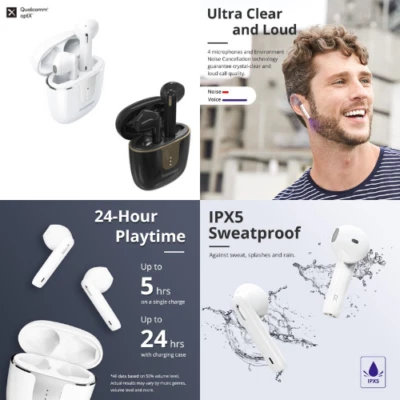 Tronsmart auricolari wireless, cancellazione rumore, controllo touch e IPX5 resistenti al sudore