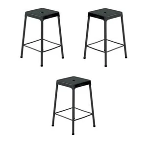 Home Square 25"H Steel Backless Counter Stool in Glossy Black - Set of 3 - Picture 1 of 10