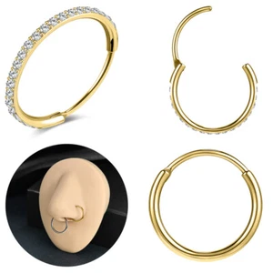 2Pcs Stainless Steel Nose Rings Zircon Cartilage Helix Earring Septum Piercing - Picture 1 of 22