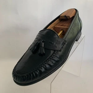 Stephan Bossi Loafers Black Leather Tassel Moc Round Toe Slip On Shoes Size 12EW - Picture 1 of 11