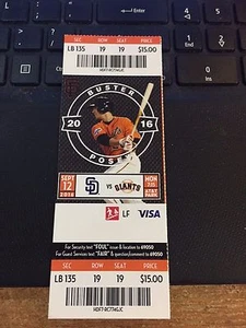 2016 SAN FRANCISCO GIANTS VS SAN DIEGO PADRES TICKET STUB 9/12 BUSTER POSEY - Picture 1 of 1