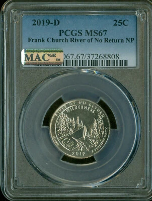 2019 D RIVER NO RETURN QUARTER PCGS MS67 PQ MAC SPOTLESS  . - Image 1 of 2