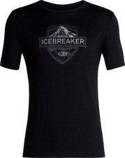 Mens New Icebreaker Tech Lite Ss Shirt Crewe Alpine Crest Sz Small Black