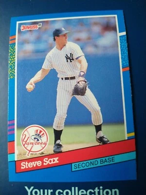1991 Donruss Baseball Steve Sax #163 New York Yankees - Image 1 of 2
