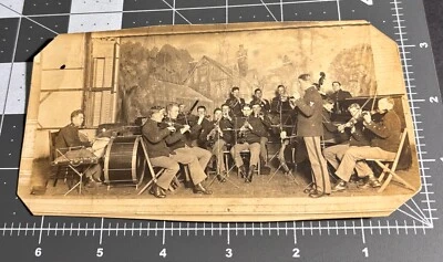 1910s Military BAND Musical Instruments Men Man Vintage Snapshot PHOTO - Image 1 of 4