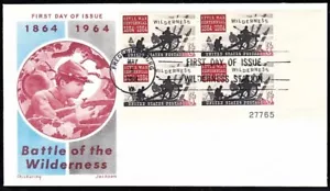 US 1964 Battle of the Wilderness Plate Block (1181) . Jackson FDC - Picture 1 of 1