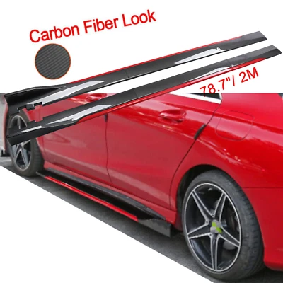 For Toyota Venza Carbon Fiber Look 78.7" Side Skirt Extension Spoiler 2m/78.7in - Image 1 of 4