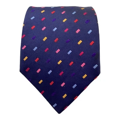 Corbata de seda geométrica azul DUCHAMP LONDON hecha a mano en Inglaterra 58-"3",3/4 EX ESTADO Foto 1 de 4