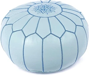 Marrakesh Gallery Echtleder runder Pouf ungefüllt - marokkanischer osmanischer Fuß - Bild 1 von 10