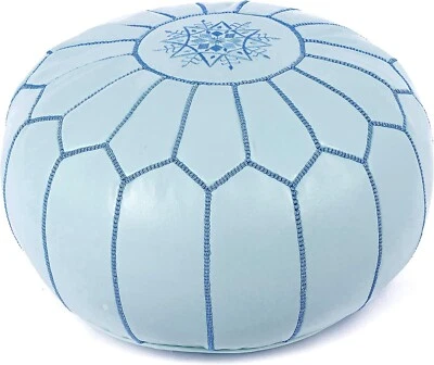 Marrakesh Gallery Genuine Leather Round Pouf Unstuffed - Moroccan Ottoman Footst - Image 1 of 4