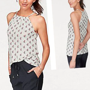 Hingucker süßes Sommer Top Gr.34 XS Oberteil Shirt weiß geblümt Viscose Jersey - Bild 1 von 5