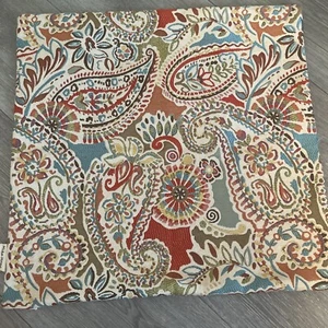 MIKA HOME JACQUARD Orange Blue Pattern Pillow Cover 19x20 - Picture 1 of 3