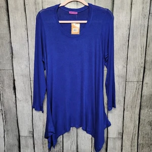 Mountain Mamas NWT Top Womens LG/XL Blue Long Sleeve Handkerchief Tunic - Picture 1 of 9