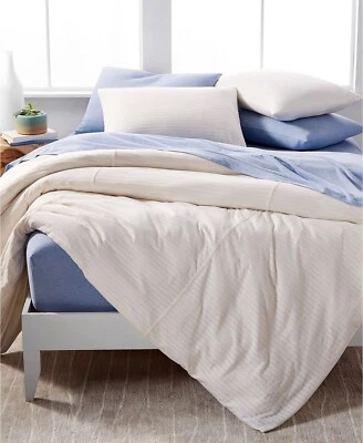 Edredón Calvin Klein Moderno Algodón Modal Lennox Jacquard Rayas FULL QUEEN Crema Foto 1 de 3