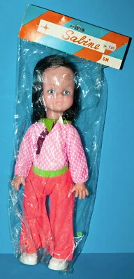 SABINE 35cm PLASTIK PUPPE VINTAGE HONG KONG DOLL VINYLKOPF SEHR SCHÖN OVP 1970s - Bild 1 von 4