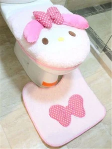 My Melody 3PCS Set Cute Plush Area Rug Bath Mats Rugs Toilet Cover Bathroom Deco - Picture 1 of 9