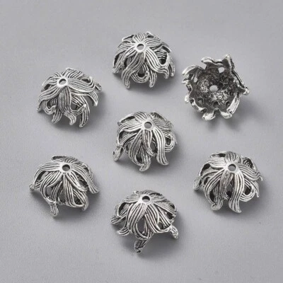 50pcs Tibetan Alloy Flower Bead Caps Bumpy  Antique Silver Lead Free 10x15mm - image 1 of 2