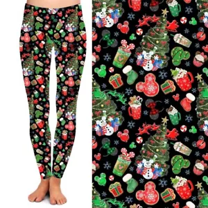 Orecchie di Topo Albero di Natale Decorazione Biscotto Donna Leggings TC2 Ex Taglie Forti 20-24 - Foto 1 di 2